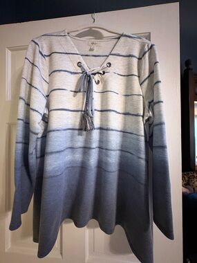 Blue Ombre Lace-Up Women's Top by Style & Co.